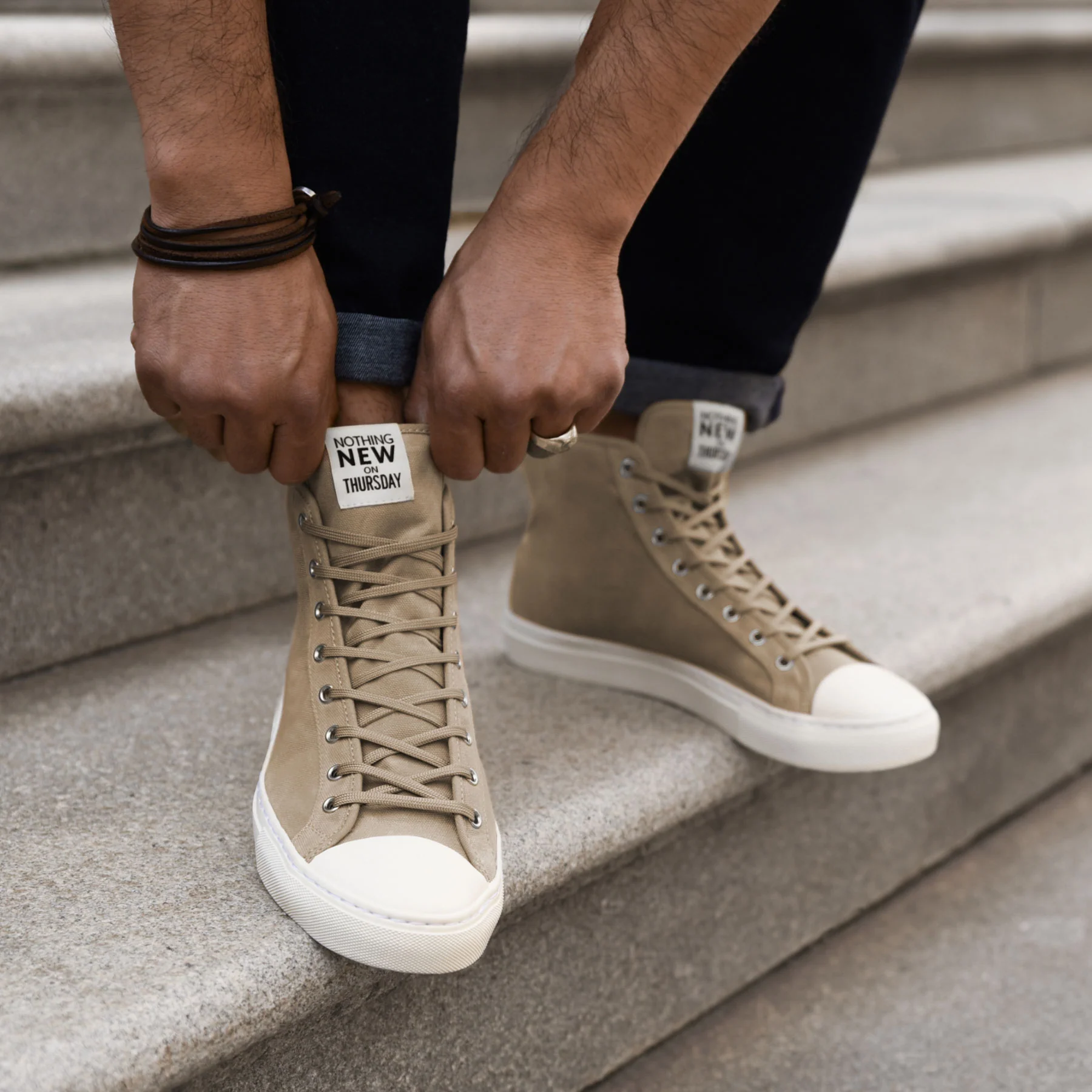 Men's Classic High Top | Field Tan x Off-White - Image 6