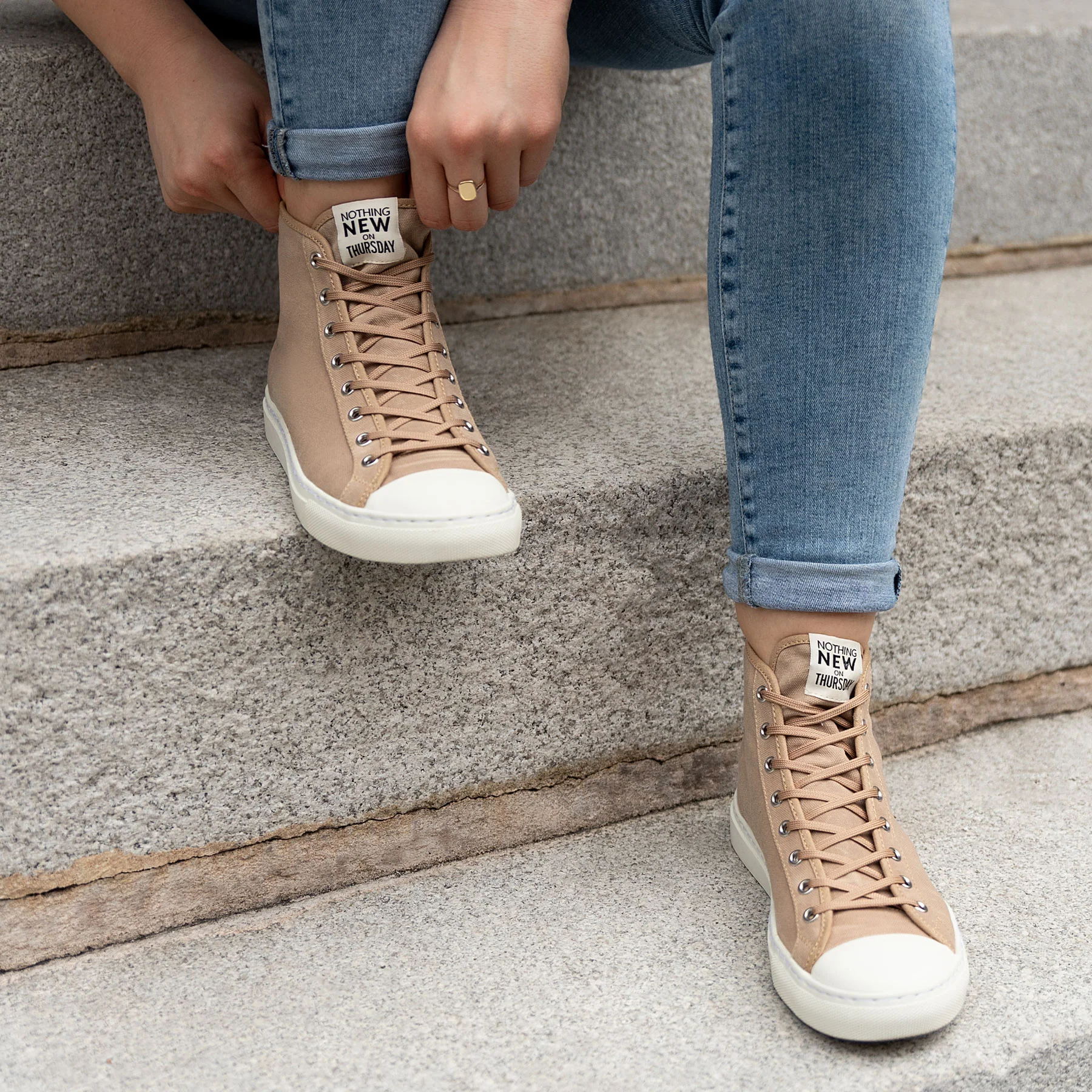 Women's Classic High Top | Field Tan x Off-White - Image 6